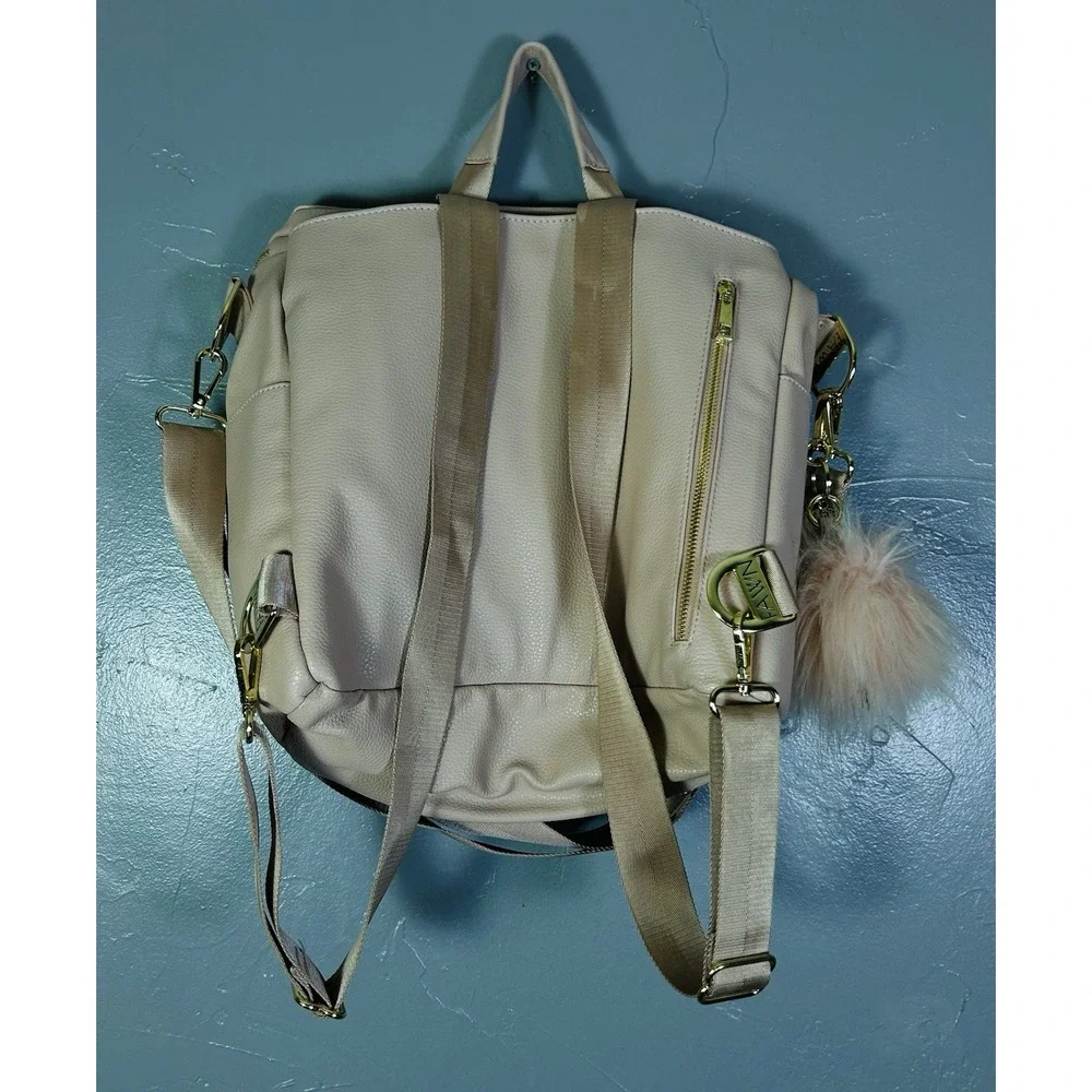 Fawn Design blush pink diaper bag  gold hardware Puff Ball Bag Charm